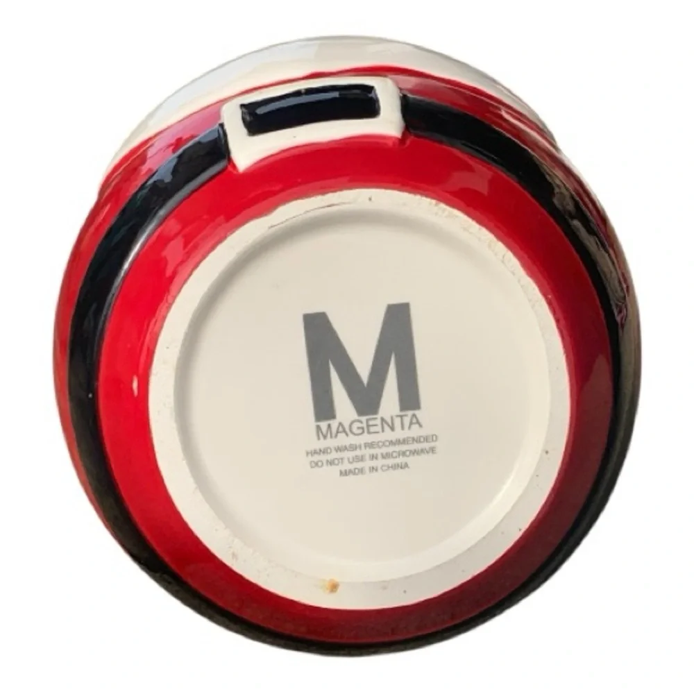 Adorable‎ Magenta Holiday Santa Claus Oval Cookie Jar in Red and White